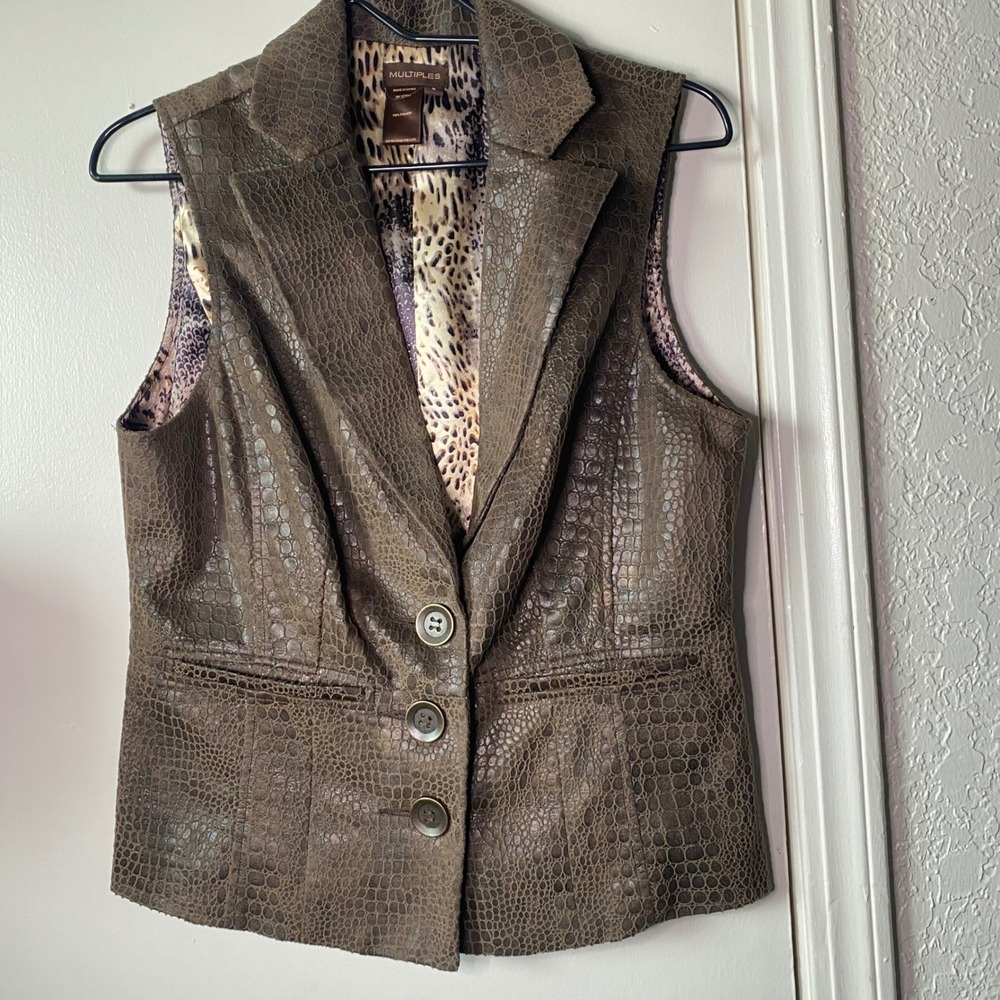Y2K Crocodile Embossed Earth Tones Vest Size S Small Autumn Fashion